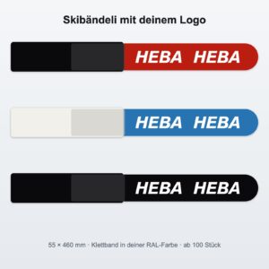 Skibändeli mit Logo in drei Farbvarianten