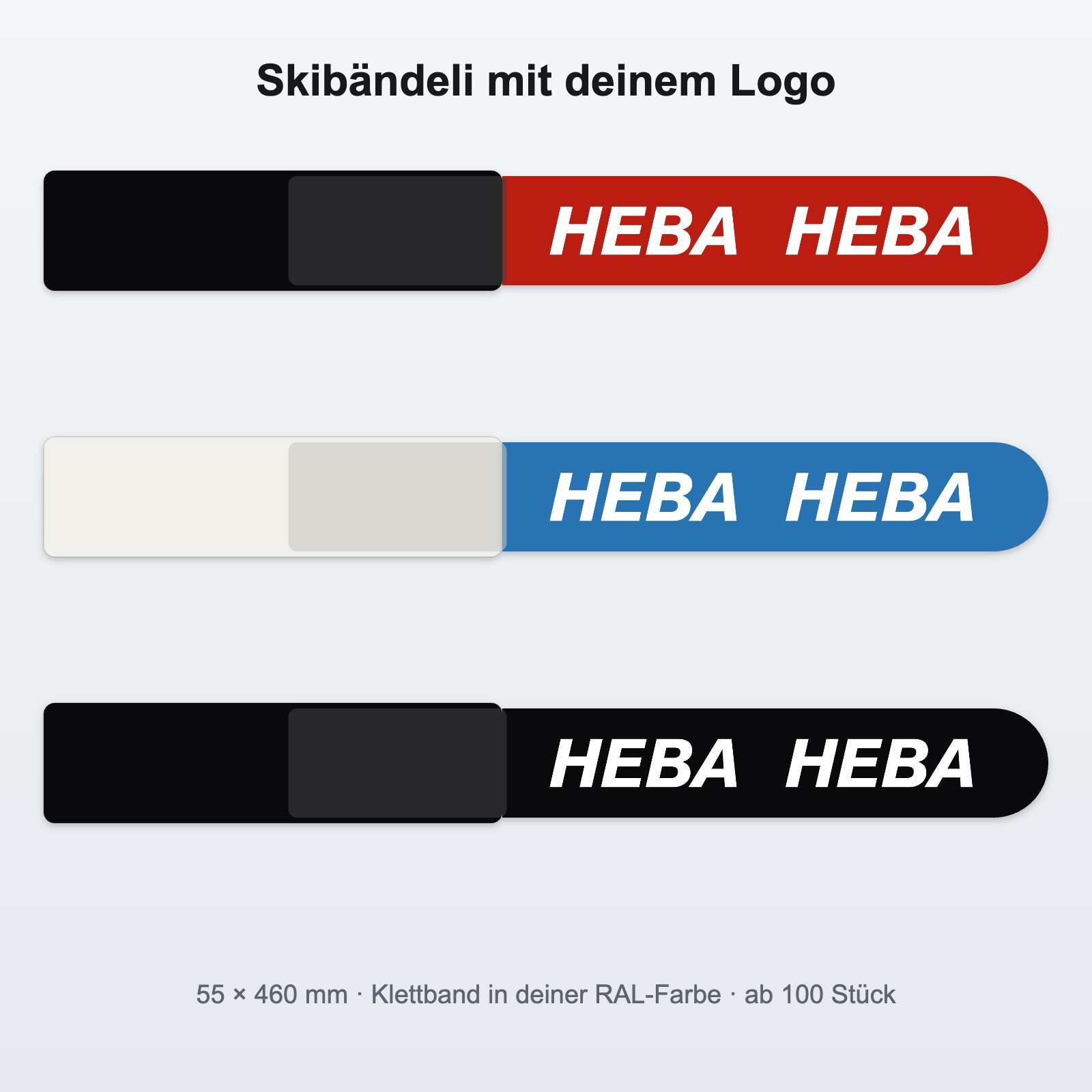 Skibändeli mit Logo Skibändeli mit Logo in drei Farbvarianten